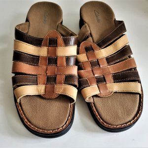 Clark's Women's Slip On Leather Boho Beachy Sandals Size 11